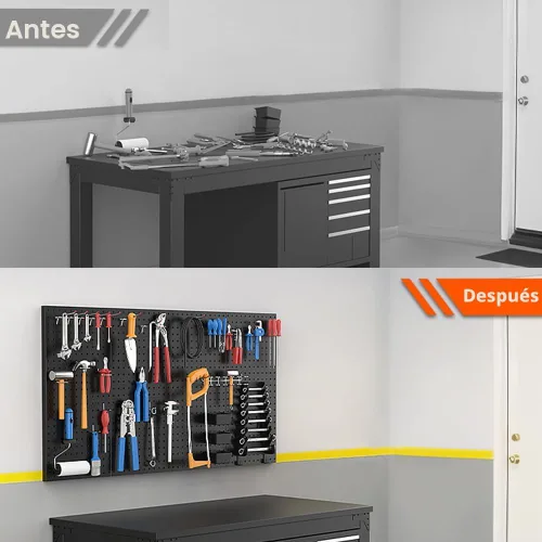 Miniatura 5 de Ultrawall 4 piezas de paneles de pared de tablero de clavijas de metal, tableros de clavijas para almacenamiento de herramientas de garaje Negro