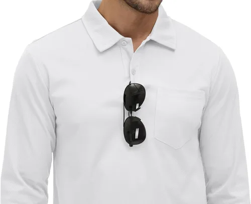 Miniatura 6 de Rdruko Polo para hombre con bolsillo de manga larga de secado rápido para golf al aire libre con cuello