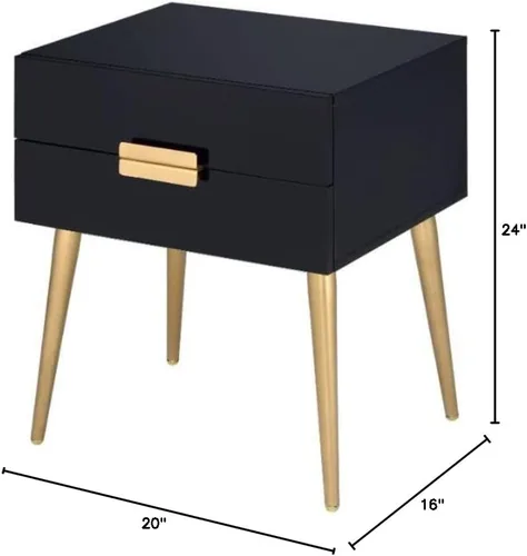 Miniatura 3 de Acme Mesa auxiliar rectangular de madera Denvor en negro y dorado