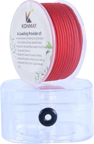 Miniatura 36 de KONMAY - Hilo de nylon negro de 0.6mm con estuche para pulseras, cordón de nailon satinado trenzado de 190 yardas para hacer joyería, encordar