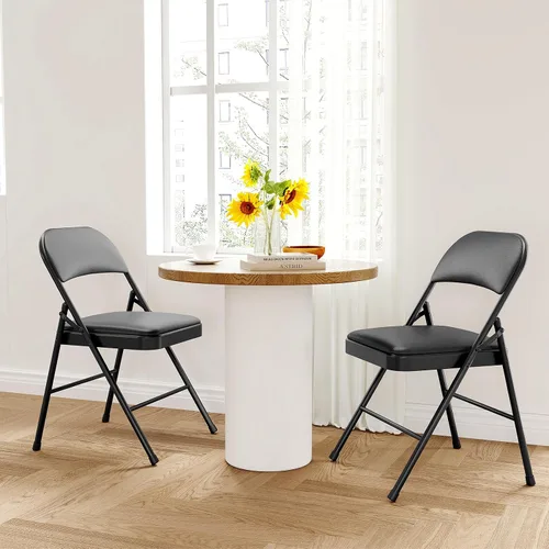 Miniatura 9 de GarveeHome Paquete de 2 sillas plegables con cojines acolchados, silla plegable acolchada con capacidad para hasta 350 libras, silla plegable