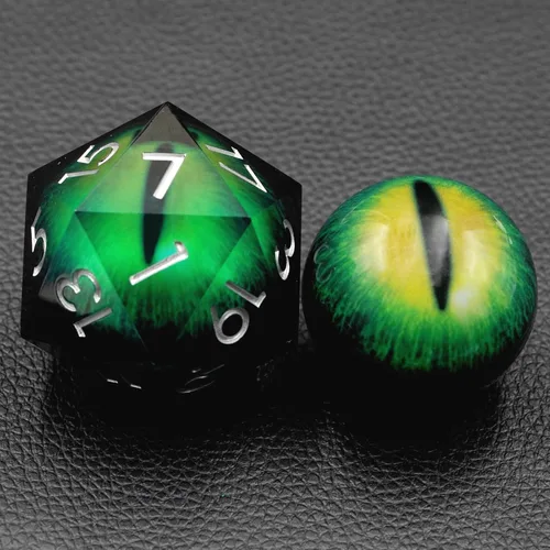 Miniatura 2 de Sharp Edge Eyeball D20 - Dados grandes individuales de 1.76 pulgadas con estuche de regalo, dados de ojo móvil de dragón para Calabozos y Dragones