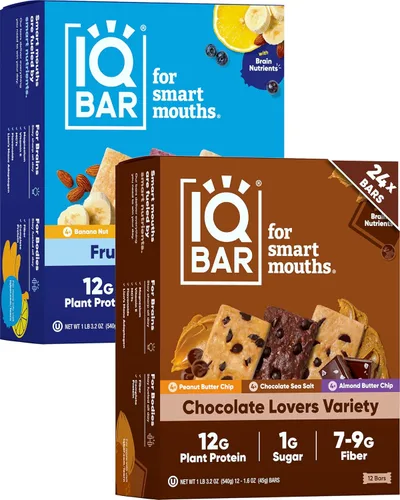 Miniatura 13 de IQBAR - Barras de proteínas para el cerebro y el cuerpo a base de plantas - Banana y nuez - 24 unidades - Keto, veganas, bajas en carbohidratos