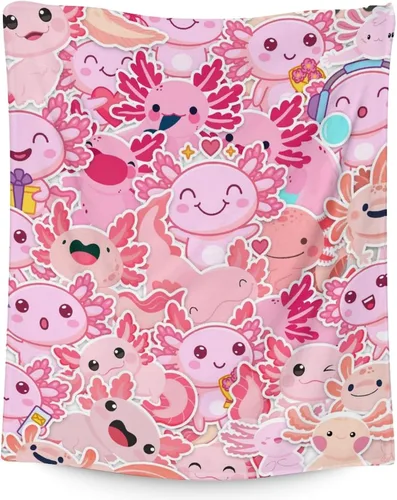 Miniatura 9 de Axolotl - Manta de regalo de 40 x 50 pulgadas para niñas, manta suave y mullida azul para cama, sofá y sala de estar Axolotl1-1