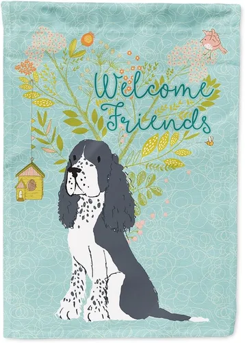 Miniatura 108 de Caroline's Treasures BB7594GF Bandera de jardín de Husky siberiano con texto en inglés "Welcome Friends" - Bandera decorativa para patio exterior