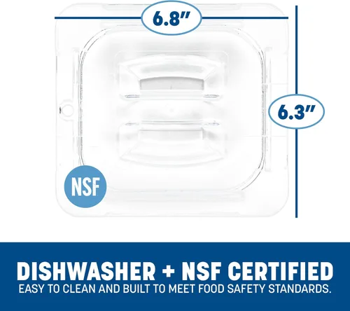 Miniatura 4 de Carlisle FoodService Products StorPlus - Tapa con asa, cubierta para bandejas de comida de tamaño 1/6, 6.88 x 6.31 pulgadas, 1 unidad, transparente