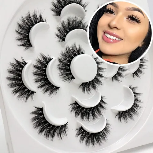 Miniatura 97 de Veleasha Pestañas postizas de manga puntiagudas, 100% hechas a mano, aspecto natural, pestañas postizas ligeras con banda transparente suave