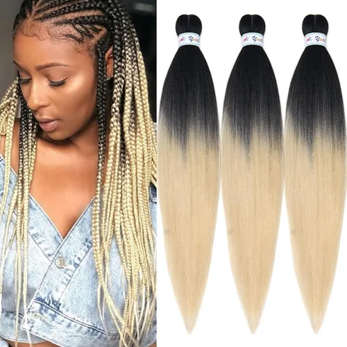 Miniatura 30 de Cabello para Trenzar Naranja Jengibre Pre-Estirado Kanekalo Cabello para Trenzar Pre-estirado 26 pulgadas Extensiones de Cabello Sintético