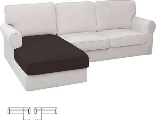 Miniatura 150 de Easy-Going - 4 Fundas de cojín elásticas para sofá seccional, izquierda/derecha, en forma de L, funda de asiento antideslizante, suave, flexible