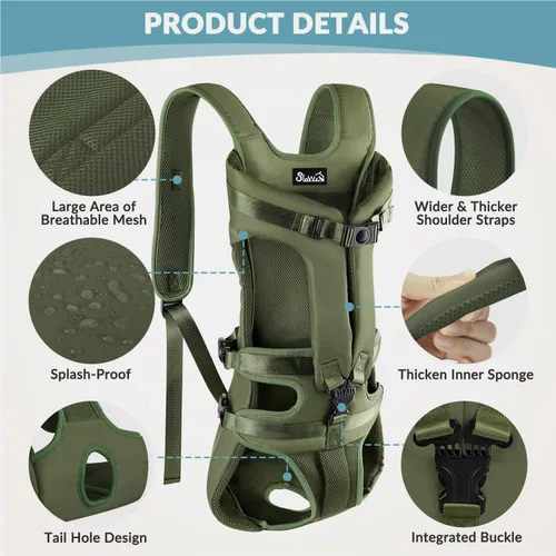 Miniatura 3 de Lukovee Mochila Transportadora para Perros, Patas Afuera Transportador Frontal de Fácil Ajuste para Perros Pequeños y Medianos, Transportador