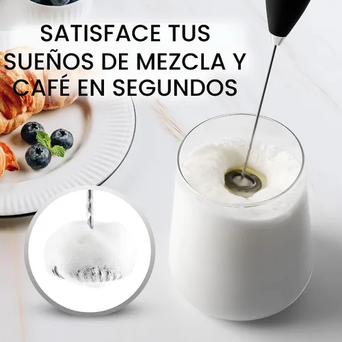 Miniatura 2 de Zulay Kitchen Potente varita espumadora de leche con 2 baterías Duracell – Mezclador de bebidas portátil ultrarrápido – Máquina de espuma eléctrica
