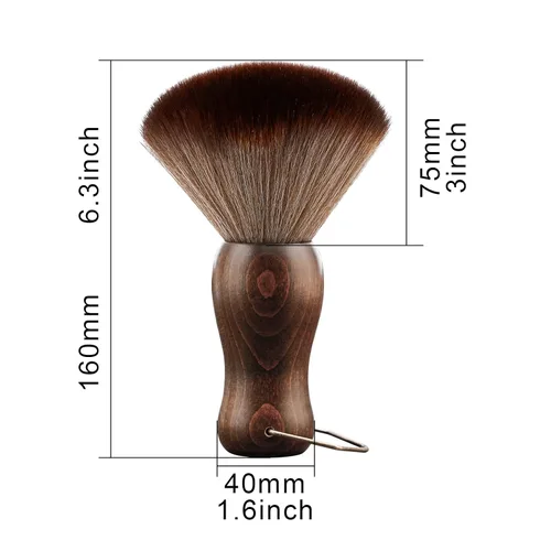 Miniatura 5 de Cepillo de plumero de cuello de peluquero Mango de madera con gancho para corte de cabello... (cepillo de cuello+cepillo de peine negro)