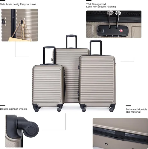 Miniatura 9 de Travelhouse Juego de equipaje, maletas rígidas expandibles de 24 pulgadas28 pulgadas, 20 pulgadas, juego de 3 piezas de equipaje de viaje con ruedas