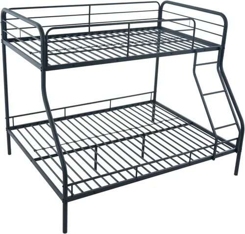 Miniatura 9 de Naomi Home Litera de metal individual sobre tamaño matrimonial con barandillas de seguridad, capacidad de 800 libras, escalera en ángulo, Negro