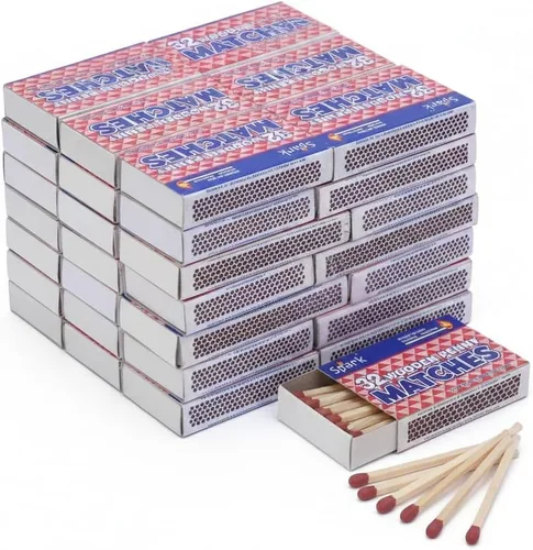 Spark Paquete de 100 fósforos de seguridad de madera – 32 unidades de huelga en caja para cocina, camping, emergencia, iniciador de incendios –