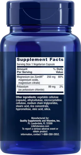 Life Extension 99mg Potasio con Magnesio de Liberación Prolongada 250mg, 100 Cápsulas Vegetales (Paquete de 2) - Sin Gluten – Sin OMG – Suplemento