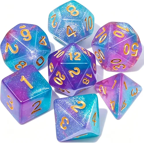Miniatura 19 de QMAY DND Juego de Dados - 7 Piezas de Dados Poliédricos con Bolsa de Dados D&D para Mazmorras y Dragones, RPG, MTG, Juegos de Rol