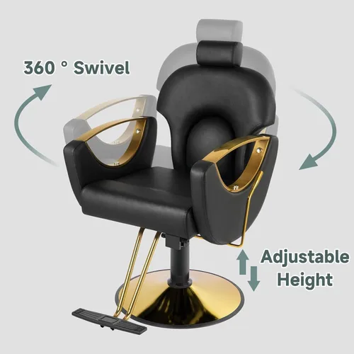 Miniatura 2 de Silla de peluquería para estilista, silla de peluquería para peinar, sillón multifunción para peluquería de brading de belleza (negro)