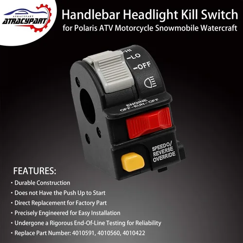 Miniatura 3 de Interruptor de faros delanteros para manillar, luz de haz de luz alta/baja/apagado/parada para Polaris Sportsman 400 500 700 Magnum 325 330
