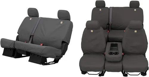 Covercraft Carhartt SeatSaver - Paquete de fundas de asiento personalizadas | 1ª fila SSC2459CAGY y 2ª fila SSC7432CAGY | Compatible con modelos