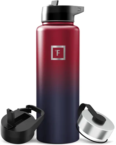 Miniatura 43 de IRON °FLASK Frasco de hidratación para acampar y senderismo con pajilla, botella de agua deportiva de acero inoxidable con aislamiento de boca Dark