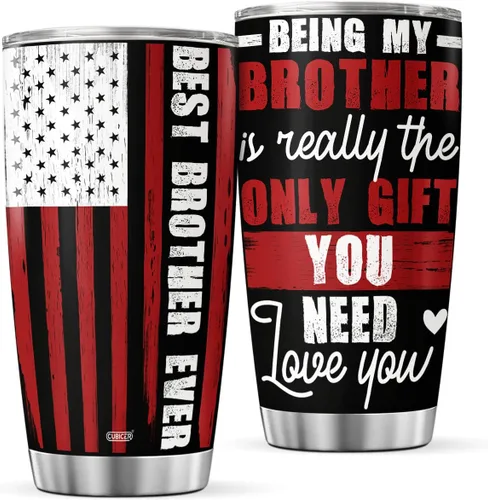CUBICER Vaso de café Brother de 20 onzas, taza de acero inoxidable de doble pared con tapa, regalos de hermana para adultos, niños, hombres, él,