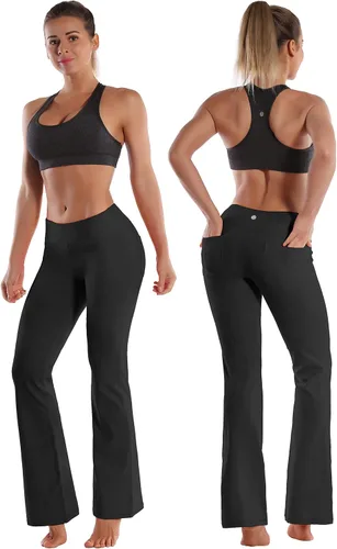 Miniatura 3 de BUBBLELIME - Pantalones deportivos de yoga para mujer con control de abdomen y 3 estilos básicos, piernas rectas más anchas en los tobillos
