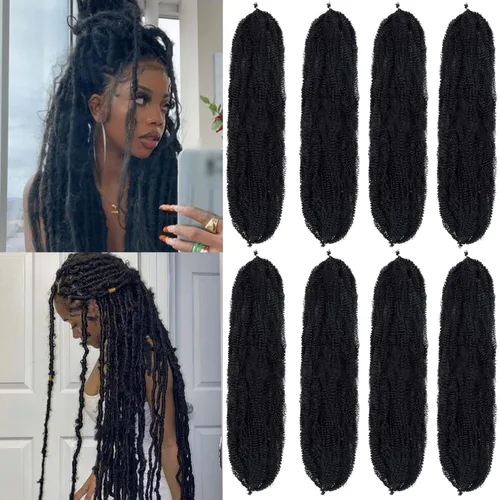 Miniatura 41 de Cabello Rizado Afro Elástico 8 Paquetes Cabello Trenzado Marley Twist Cabello Spring Twist Pre-Separado para Locs Falsos Cabello de Ganchillo Kinky