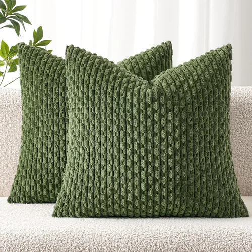 Miniatura 37 de MIULEE - Paquete de 2 fundas de cojín decorativas, modernas y boho, de terciopelo, con textura a rayas, para sofá, cama, sala de estar, decoración