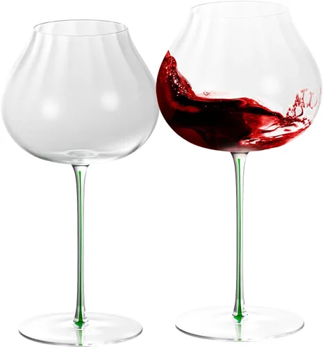 Miniatura 32 de KAMMAK Juego de 2 copas de vino de 11.49 onzas, de cristal soplado a mano, borde fino y tallo largo, perfectas para rojo y blanco, uso diario