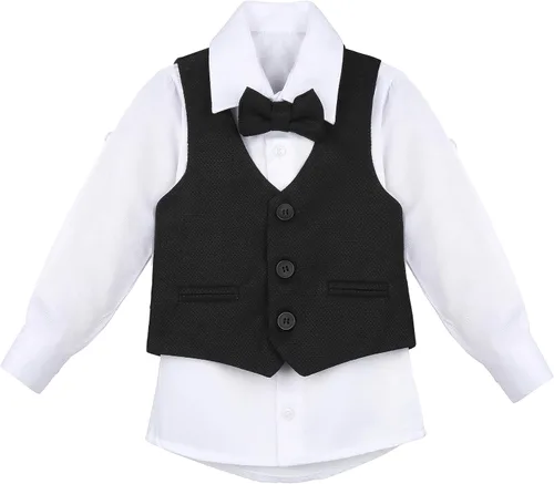Miniatura 6 de Lilax Traje formal para niños de 4 piezas, chaleco, pantalones y corbata