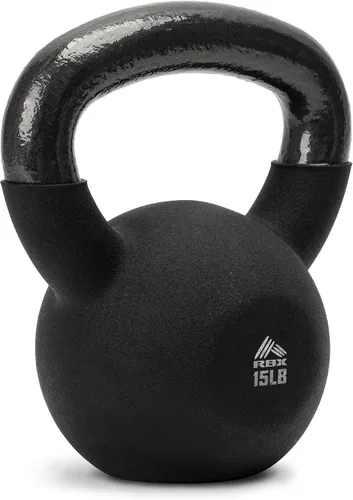 Miniatura 7 de RBX Pesa rusa de neopreno, mango ancho, núcleo de hierro, parte inferior plana, ideal para todos los niveles de fitness