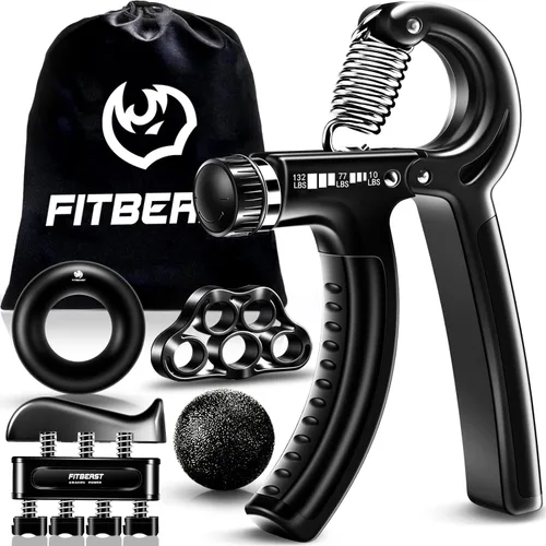 FitBeast - Kit para fortalecer mano y dedos (5 accesorios), fortalece potencia de la mano y dedos y agarre, también fortalece la muñeca