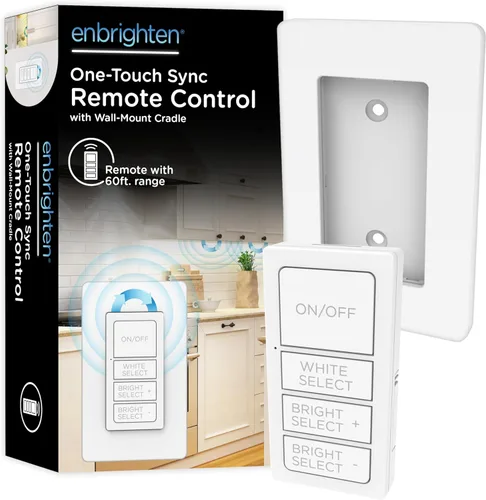 Enbrighten Control remoto de sincronización de un solo toque, interruptor de luz adicional para luces debajo del gabinete, control remoto