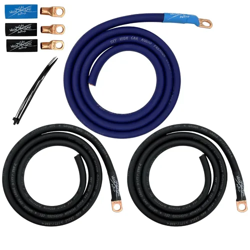 Miniatura 10 de Sky High - Kit de cableado eléctrico OFC de gran tamaño de calibre 4, color rojo y negro, mejora el flujo de voltaje y el rendimiento Rojo/Negro