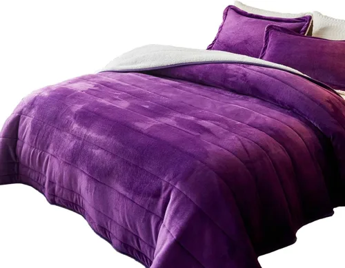 Miniatura 15 de Manta de cama gruesa de franela de lujo de 3 capas, tamaño individual, manta sherpa de terciopelo de felpa suave con 2 fundas de almohada, pesada