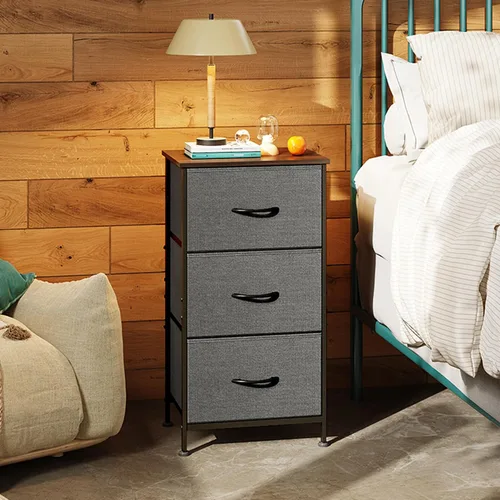 Miniatura 2 de WLIVE Cómoda con 3 cajones, mesita de noche de tela, unidad organizadora, cómoda de almacenamiento para dormitorio, pasillo, entrada, armarios