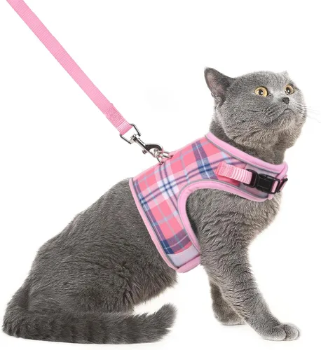 Miniatura 11 de PUPTECK Juego de arnés y correa de malla suave para gatos, arnés acolchado para mascotas, a prueba de escape, para gatos, perros pequeños, conejos