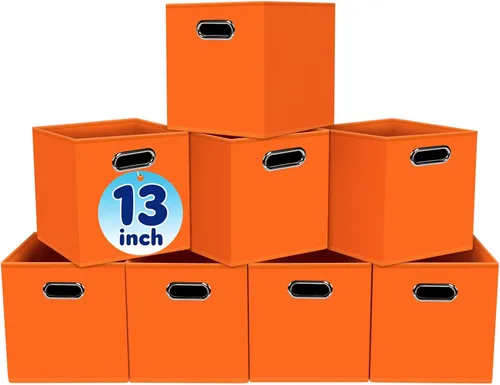 Miniatura 18 de Cubos de almacenamiento de tela – 13 x 13 x 13 pulgadas, cubos organizadores plegables con asas dobles – juego de 6, color azul