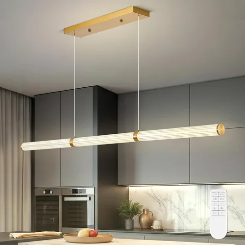 Miniatura 9 de Candelabros negros para comedor, iluminación regulable para isla de cocina, luz colgante lineal, lámpara LED moderna para sala de estar y mesa