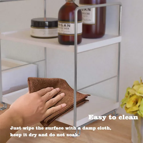 Miniatura 5 de Estante organizador apilable independiente de plástico/metal, estante de almacenamiento de encimera de baño, organizador de cosméticos, estante