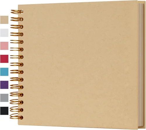 potricher Álbum de fotos para scrapbook DIY de 8 x 8 pulgadas, 80 páginas, papel kraft grueso en blanco amarillo, libro de recuerdos para bodas y