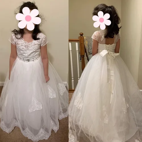 Miniatura 2 de Abaowedding First Communion Dresses Flower Girl Dress Lace Up Communion Dress Ball Gown Girl Dress