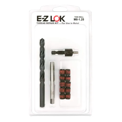 Miniatura 22 de E-Z LOK EZ-329-8 Kit de reparación de roscas para insertos roscados de acero al carbono metálico 1/2-13 y herramientas de instalación
