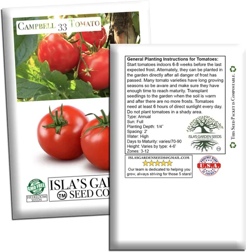 Miniatura 7 de Campbell - Semillas de tomate de 33 pulgadas, más de 100 semillas de reliquia sin OMG para plantar, ideales para tomates jugosos y sabrosos