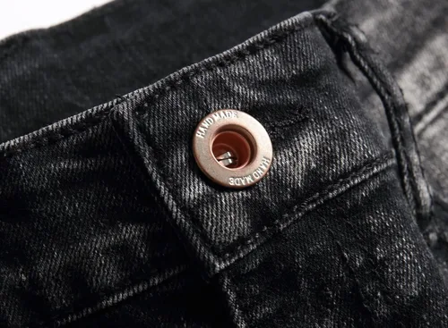 Miniatura 6 de OIIIO Jeans elásticos rasgados de ajuste regular para hombre