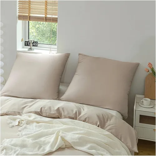 Miniatura 6 de Juego de funda de edredón de algodón, 100% algodón, tela gruesa agradable a la piel, color sólido, juego de cama doble, ropa de cama