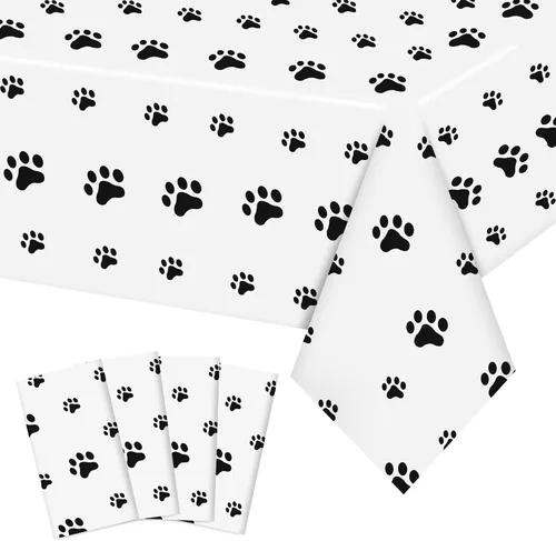 ZAKVOOR Paquete de 4 manteles rectangulares de plástico con estampado de la Patrulla Canina de Cachorros, para suministros de fiesta temática de