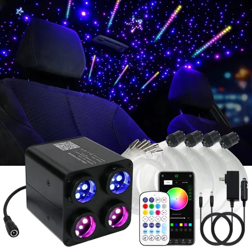 Miniatura 11 de AKEPO 36W 4 Color Twinkle & RGB Estrella fugaz de 2 en 1, luces de fibra óptica, kit de 1800pcs+240pcs de fibras ópticas de 0.03in 13.1ft