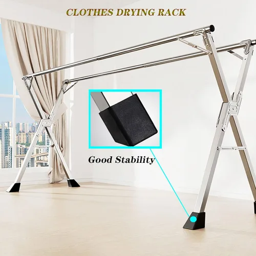 Miniatura 3 de Tendedero portátil para ropa al aire libre, estante de secado plegable para ropa, para pared de lavandería, organizador de soporte de lavandería